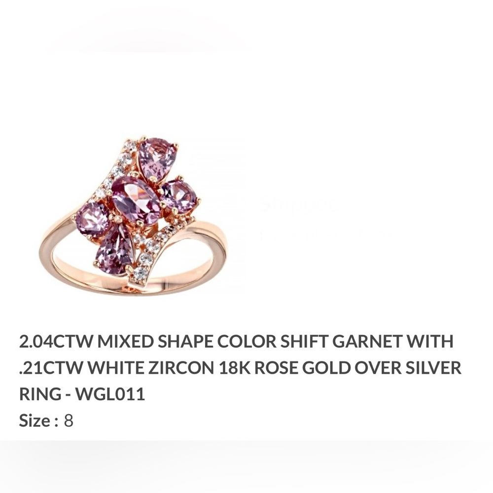 Color-Shift Garnet and White Zircon 18K Rose Gold  Ring